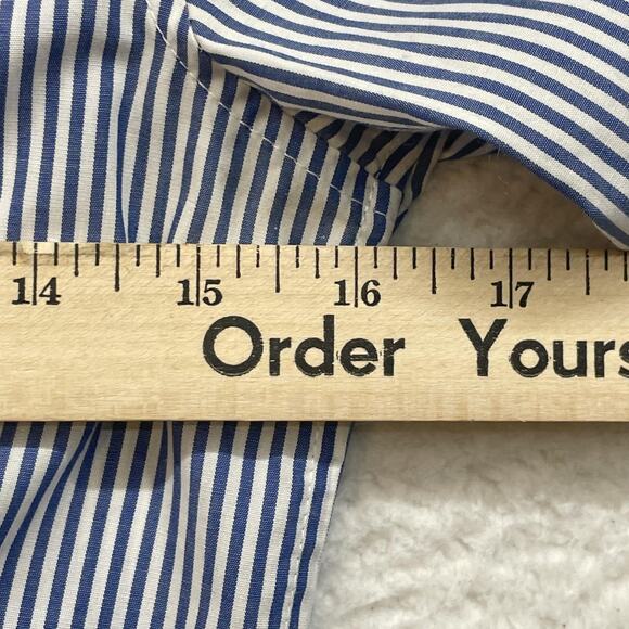 Banana Republic Shirt Womens 0 Blue Non Iron Button Down Long Sleeve Striped - Picture 8 of 10